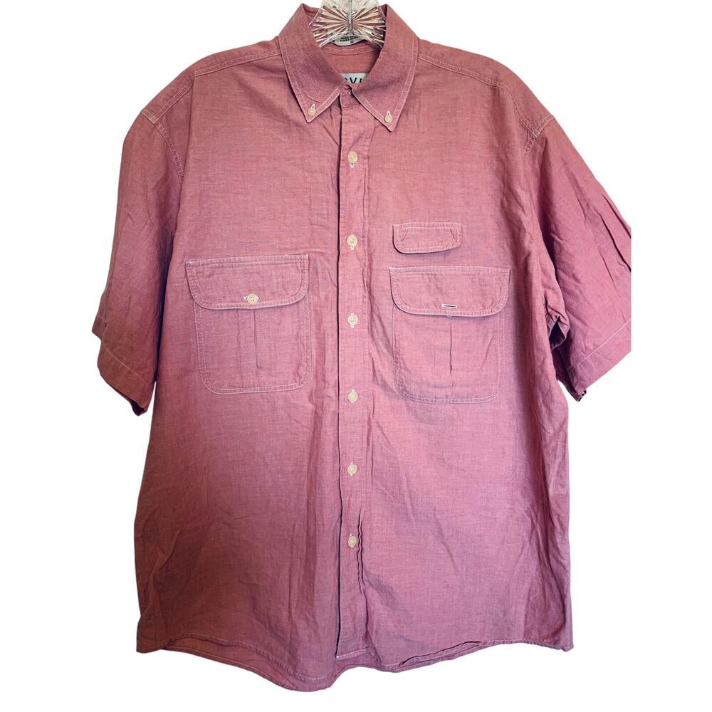 Orvis men’s dusty pink button up shirt short sleeve size medium
